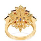 Inel din Argint 925 Placat cu Aur ( 4.91 grame ) cu Granat Roșu și Peridot 4.66 Carate