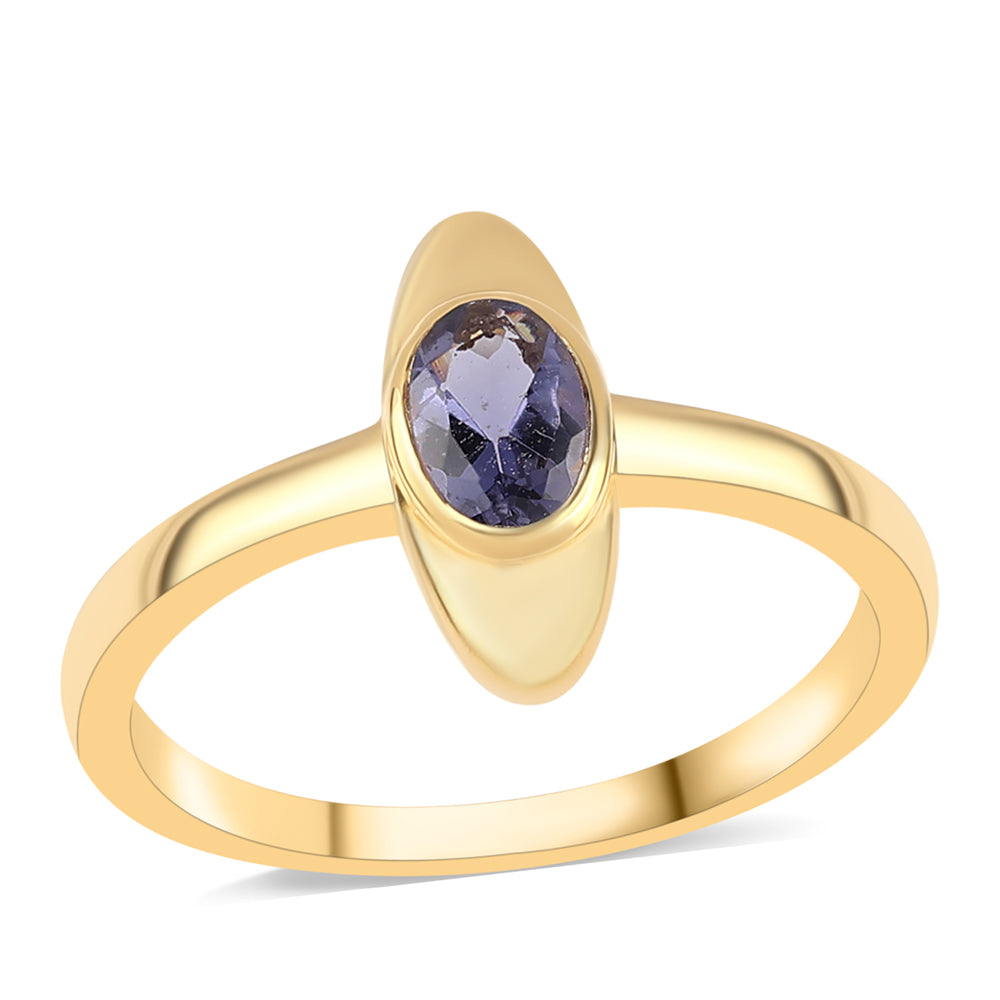 Inel din Argint 925 Placat cu Aur ( 2.37 grame ) cu Iolit 0.43 Carate