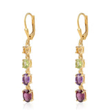 Cercei din Argint 925 Placat cu Aur ( 2.88 grame ) cu Ametist African și Peridot 3.9 Carate