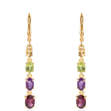 Cercei din Argint 925 Placat cu Aur ( 2.88 grame ) cu Ametist African și Peridot 3.9 Carate