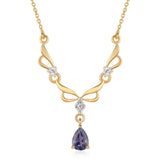 Colier din Argint 925 Placat cu Aur ( 3.64 grame ) cu Iolit și Topaz Alb 0.73 Carate