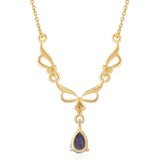 Colier din Argint 925 Placat cu Aur ( 3.64 grame ) cu Iolit și Topaz Alb 0.73 Carate