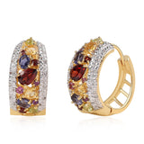 Cercei din Argint 925 Placat cu Aur ( 9.98 grame ) cu Granat Rodolit și Peridot 3.21 Carate