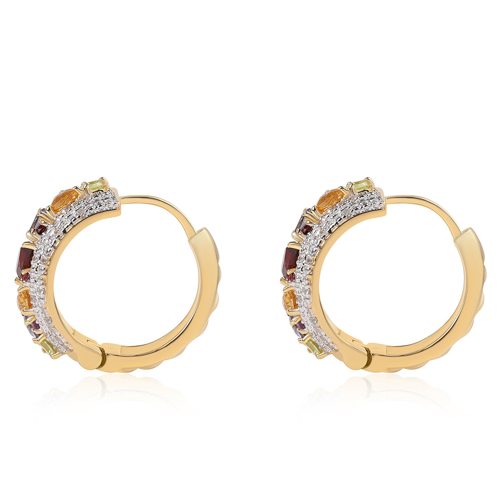 Cercei din Argint 925 Placat cu Aur ( 9.98 grame ) cu Granat Rodolit și Peridot 3.21 Carate