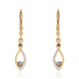 Cercei din Argint 925 Placat cu Aur ( 1.92 grame ) cu Iolit și Topaz Alb 0.37 Carate