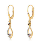 Cercei din Argint 925 Placat cu Aur ( 1.92 grame ) cu Iolit și Topaz Alb 0.37 Carate