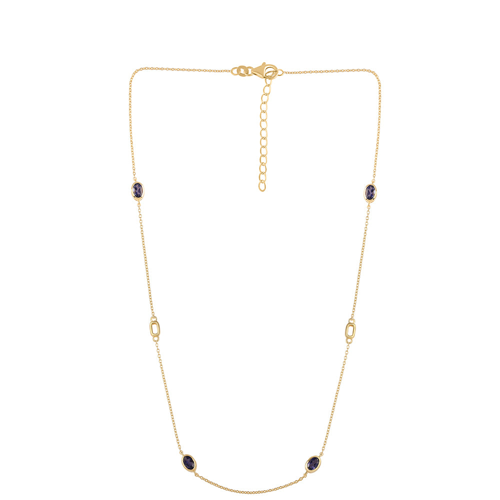 Colier din Argint 925 Placat cu Aur ( 4.08 grame ) cu Iolit 1.6 Carate