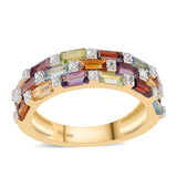 Inel din Argint 925 Placat cu Aur ( 3.22 grame ) cu Ametist African și Citrin 2.4 Carate