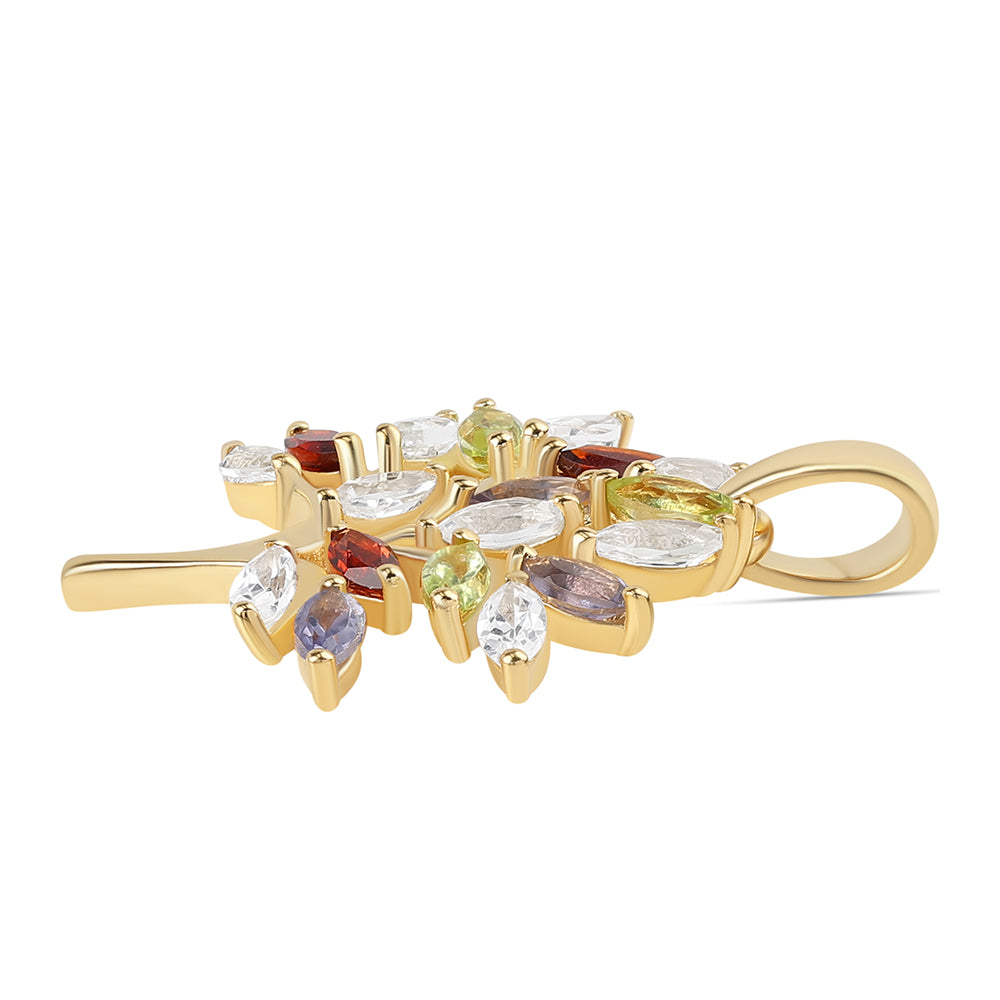 Pandantiv din Argint 925 Placat cu Aur ( 2.4 grame ) cu Peridot și Granat Roșu 1.77 Carate