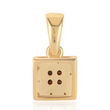 Pandantiv din Argint 925 Placat cu Aur ( 0.95 grame ) cu Diamant Roșu și Diamant Alb 0.09 Carate