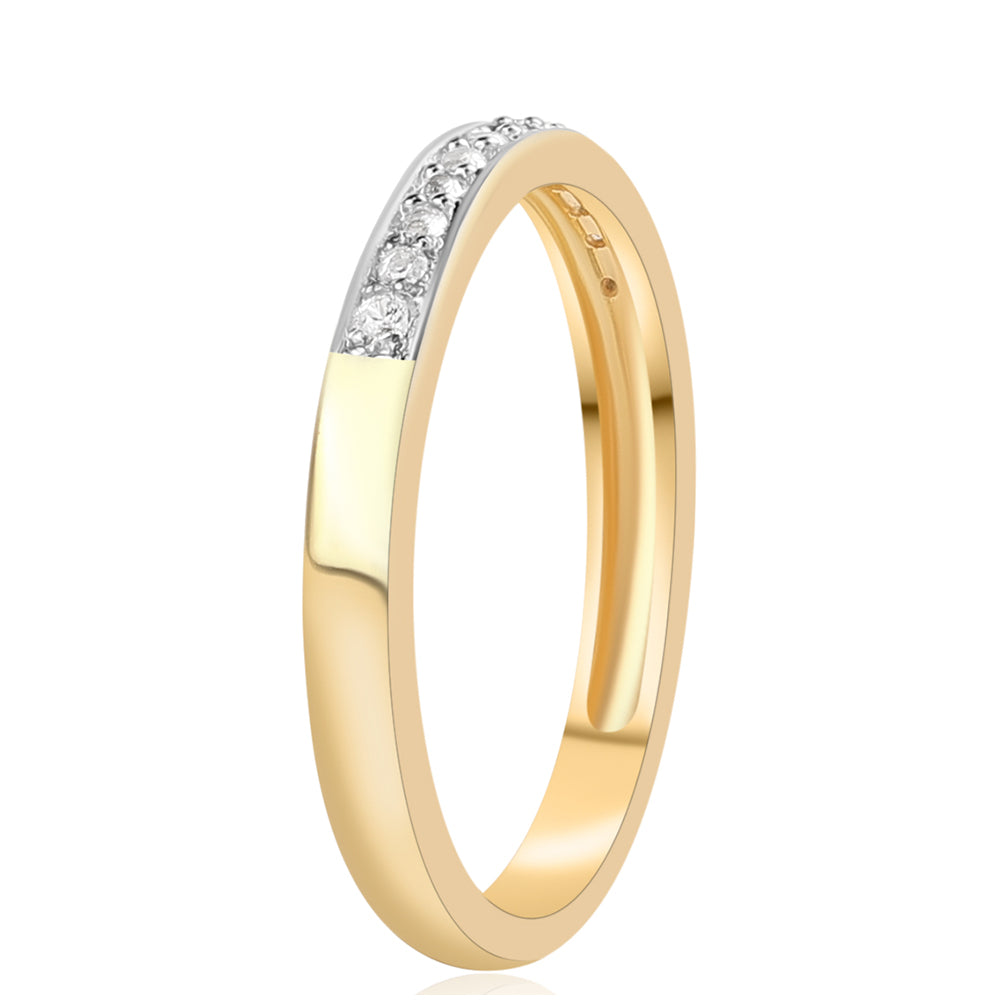 Inel din Argint 925 Placat cu Aur ( 2.04 grame ) cu Diamant Roșu și Topaz Alb 0.13 Carate