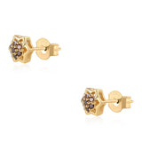 Cercei din Argint 925 Placat cu Aur ( 1.34 grame ) cu Diamant Roșu 0.14 Carate
