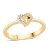 Inel din Argint 925 Placat cu Aur ( 2.33 grame ) cu Diamant Roșu și Diamant Alb 0.02 Carate