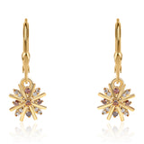 Cercei din Argint 925 Placat cu Aur ( 2.13 grame ) cu Diamant Roșu și Diamant Alb 0.19 Carate