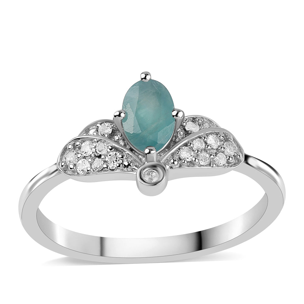 Inel din Argint 925 ( 1.95 grame ) cu Grandidierit și Topaz Alb 0.79 Carate