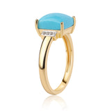 Inel din Argint 925 Placat cu Aur ( 2.27 grame ) cu Turcoaz ”Frumoasa Adormită” și Topaz Alb 2.06 Carate