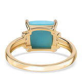 Inel din Argint 925 Placat cu Aur ( 2.27 grame ) cu Turcoaz ”Frumoasa Adormită” și Topaz Alb 2.06 Carate
