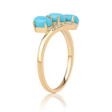 Inel din Argint 925 Placat cu Aur ( 2.23 grame ) cu Turcoaz ”Frumoasa Adormită” și Topaz Alb 1.39 Carate