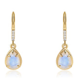 Cercei din Argint 925 Placat cu Aur ( 2.08 grame ) cu Piatra Lunii Curcubeu Clasa ”AA” și Topaz Alb 2.8 Carate