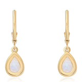 Cercei din Argint 925 Placat cu Aur ( 2.08 grame ) cu Piatra Lunii Curcubeu Clasa ”AA” și Topaz Alb 2.8 Carate