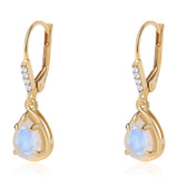 Cercei din Argint 925 Placat cu Aur ( 2.08 grame ) cu Piatra Lunii Curcubeu Clasa ”AA” și Topaz Alb 2.8 Carate
