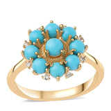 Inel din Argint 925 Placat cu Aur ( 3.21 grame ) cu Turcoaz ”Frumoasa Adormită” și Topaz Alb 2.43 Carate