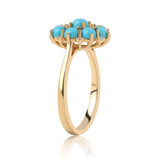 Inel din Argint 925 Placat cu Aur ( 3.21 grame ) cu Turcoaz ”Frumoasa Adormită” și Topaz Alb 2.43 Carate