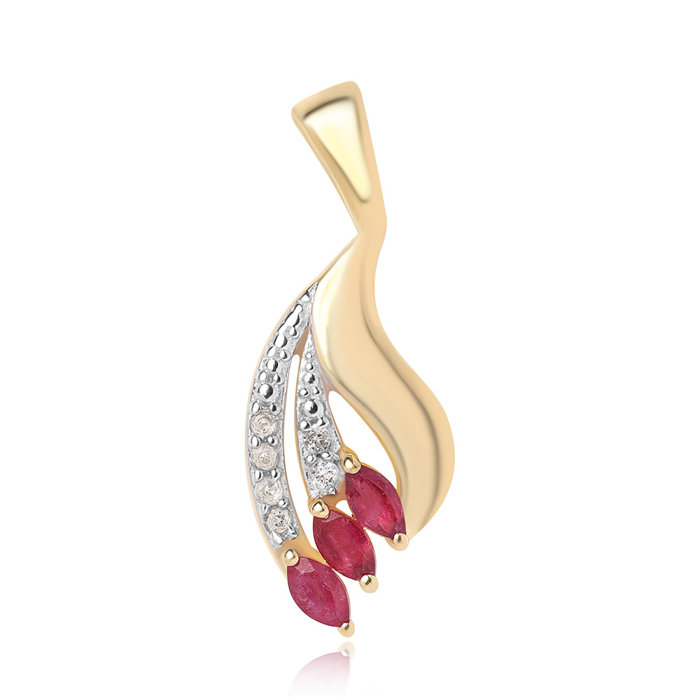 Pandantiv din Argint 925 Placat cu Aur ( 1.56 grame ) cu Rubin Mozambic și Topaz Alb 0.42 Carate