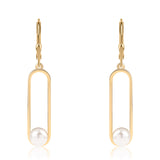 Cercei din Argint 925 Placat cu Aur ( 2.54 grame ) cu Perlă de Apă Dulce Albă 3.78 Carate