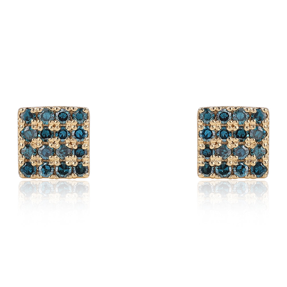 Cercei din Argint 925 Placat cu Aur ( 1.22 grame ) cu Diamant Albastru 0.32 Carate