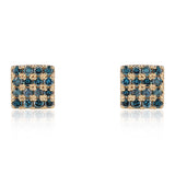 Cercei din Argint 925 Placat cu Aur ( 1.22 grame ) cu Diamant Albastru 0.32 Carate