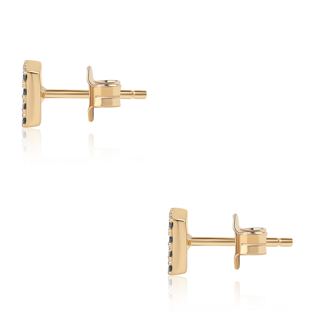 Cercei din Argint 925 Placat cu Aur ( 1.22 grame ) cu Diamant Albastru 0.32 Carate