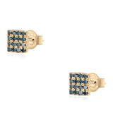 Cercei din Argint 925 Placat cu Aur ( 1.22 grame ) cu Diamant Albastru 0.32 Carate