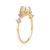 Inel din Argint 925 Placat cu Aur ( 1.87 grame ) cu Piatra Lunii Curcubeu Clasa ”AA” și Topaz Alb 2.7 Carate