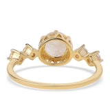 Inel din Argint 925 Placat cu Aur ( 1.87 grame ) cu Piatra Lunii Curcubeu Clasa ”AA” și Topaz Alb 2.7 Carate