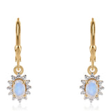 Cercei din Argint 925 Placat cu Aur ( 1.73 grame ) cu Piatra Lunii Curcubeu Clasa ”AA” și Topaz Alb 2.6 Carate