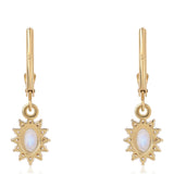Cercei din Argint 925 Placat cu Aur ( 1.73 grame ) cu Piatra Lunii Curcubeu Clasa ”AA” și Topaz Alb 2.6 Carate