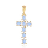 Cruce Pandantiv din Argint 925 Placat cu Aur ( 1.13 grame ) cu Piatra Lunii Curcubeu Clasa ”AA” 1.4 Carate
