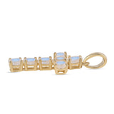 Cruce Pandantiv din Argint 925 Placat cu Aur ( 1.13 grame ) cu Piatra Lunii Curcubeu Clasa ”AA” 1.4 Carate