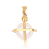 Set din Argint 925 Placat cu Aur ( 5.75 grame ) cu Perlă de Apă Dulce Albă și Topaz Alb 17.1 Carate ( Cercei+Inel+Pandantiv )
