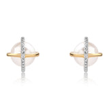 Set din Argint 925 Placat cu Aur ( 5.75 grame ) cu Perlă de Apă Dulce Albă și Topaz Alb 17.1 Carate ( Cercei+Inel+Pandantiv )