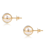 Set din Argint 925 Placat cu Aur ( 5.75 grame ) cu Perlă de Apă Dulce Albă și Topaz Alb 17.1 Carate ( Cercei+Inel+Pandantiv )