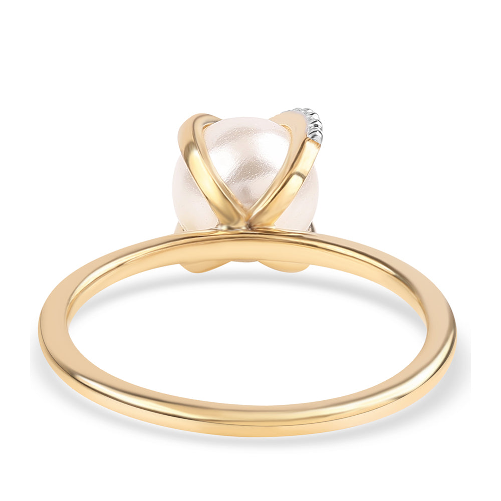 Set din Argint 925 Placat cu Aur ( 5.75 grame ) cu Perlă de Apă Dulce Albă și Topaz Alb 17.1 Carate ( Cercei+Inel+Pandantiv )