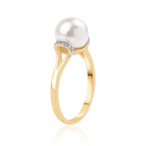 Inel din Argint 925 Placat cu Aur ( 2.62 grame ) cu Perlă de Apă Dulce Albă și Topaz Alb 7.24 Carate