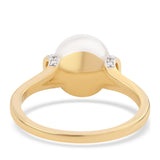 Inel din Argint 925 Placat cu Aur ( 2.62 grame ) cu Perlă de Apă Dulce Albă și Topaz Alb 7.24 Carate