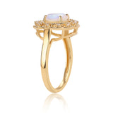 Inel din Argint 925 Placat cu Aur ( 3.72 grame ) cu Piatra Lunii Curcubeu Clasa ”AA” și Topaz Alb 1.84 Carate