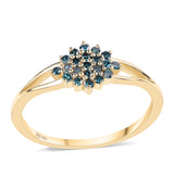 Inel din Argint 925 Placat cu Aur ( 1.68 grame ) cu Diamant Albastru 0.21 Carate