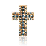 Cruce Pandantiv din Argint 925 Placat cu Aur ( 1.23 grame ) cu Diamant Albastru și Diamant Alb 0.43 Carate
