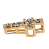 Cruce Pandantiv din Argint 925 Placat cu Aur ( 1.23 grame ) cu Diamant Albastru și Diamant Alb 0.43 Carate