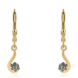 Cercei din Argint 925 Placat cu Aur ( 1.29 grame ) cu Diamant Albastru 0.11 Carate